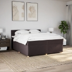 Giroletto a Molle con Materasso Marrone Scuro 200x200cm Tessuto