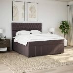 Giroletto a Molle con Materasso Marrone Scuro 200x200cm Tessuto