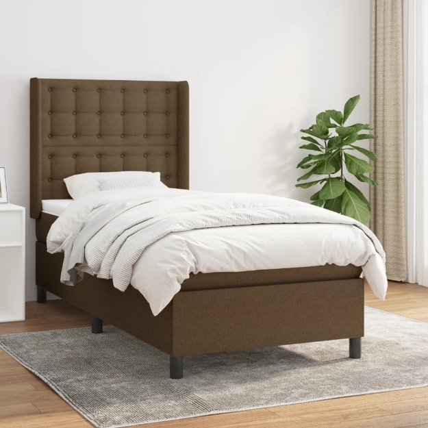 Giroletto a Molle con Materasso Marrone Scuro 80x200 cm Tessuto