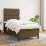 Giroletto a Molle con Materasso Marrone Scuro 80x200 cm Tessuto