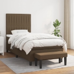 Giroletto a Molle con Materasso Marrone Scuro 80x200 cm Tessuto