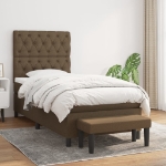 Giroletto a Molle con Materasso Marrone Scuro 80x200 cm Tessuto