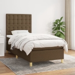 Giroletto a Molle con Materasso Marrone Scuro 80x200 cm Tessuto