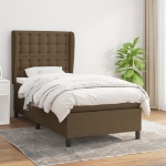 Giroletto a Molle con Materasso Marrone Scuro 90x190cm Tessuto