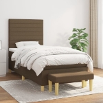 Giroletto a Molle con Materasso Marrone Scuro 90x190cm Tessuto