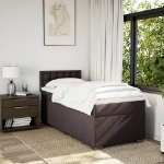 Giroletto a Molle con Materasso Marrone Scuro 90x190cm Tessuto