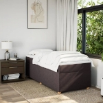 Giroletto a Molle con Materasso Marrone Scuro 90x190cm Tessuto
