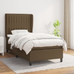 Giroletto a Molle con Materasso Marrone Scuro 90x190cm Tessuto