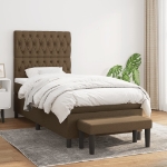 Giroletto a Molle con Materasso Marrone Scuro 90x200 cm Tessuto