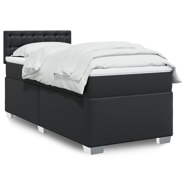 Giroletto a Molle con Materasso Nero 100x200 cm in Similpelle