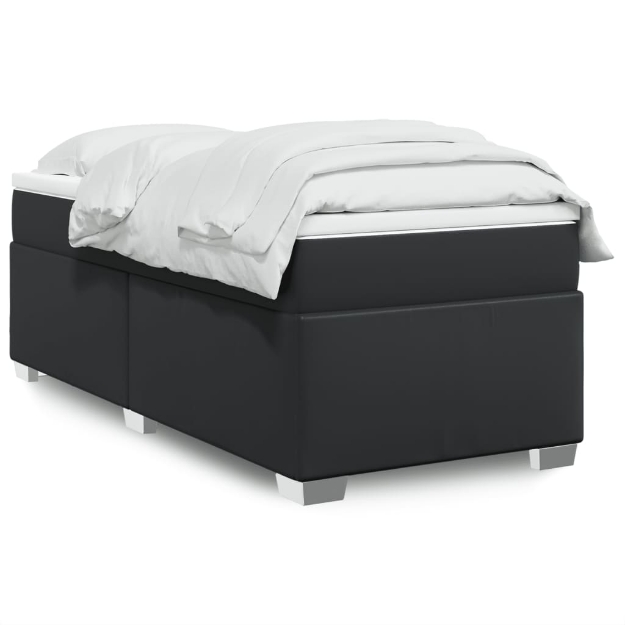 Giroletto a Molle con Materasso Nero 100x200 cm in Similpelle
