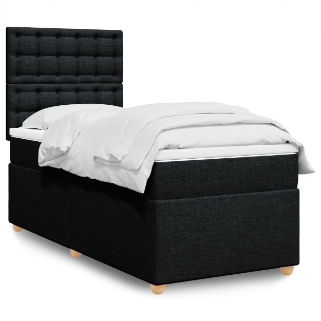 Giroletto a Molle con Materasso Nero 100x200 cm in Tessuto