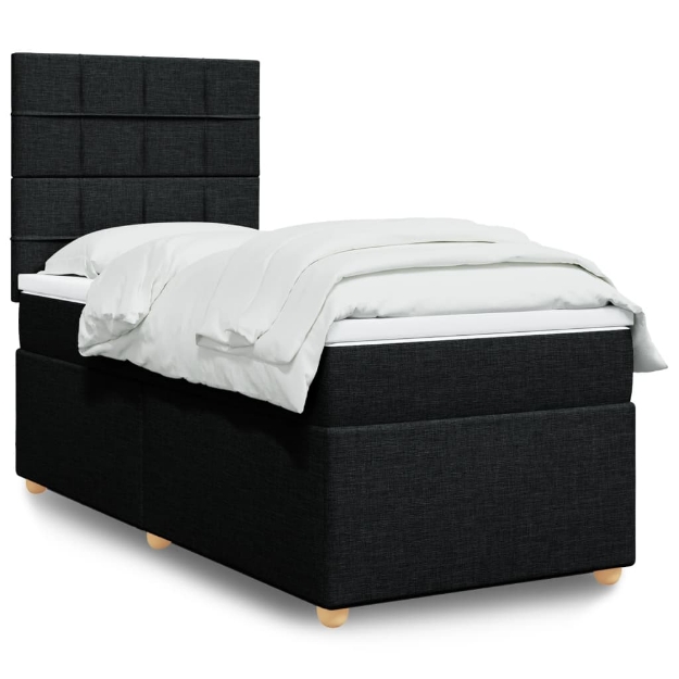 Giroletto a Molle con Materasso Nero 100x200 cm in Tessuto