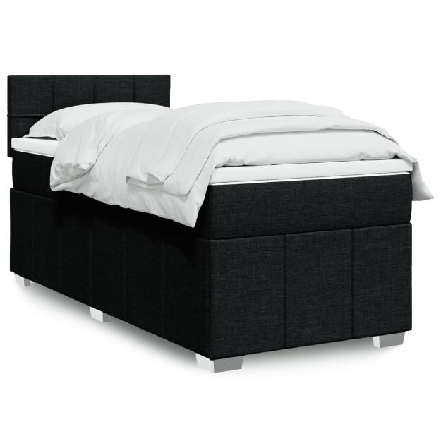 Giroletto a Molle con Materasso Nero 100x200 cm in Tessuto