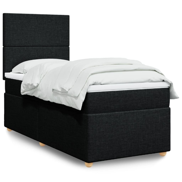 Giroletto a Molle con Materasso Nero 100x200 cm in Tessuto