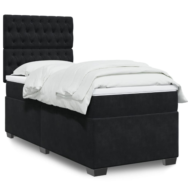 Giroletto a Molle con Materasso Nero 100x200 cm in Velluto