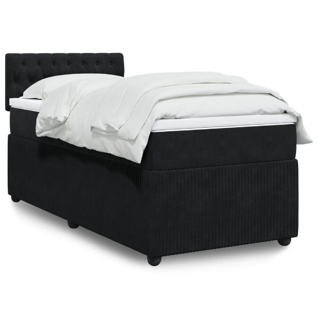 Giroletto a Molle con Materasso Nero 100x200 cm in Velluto