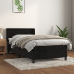 Giroletto a Molle con Materasso Nero 100x200 cm in Velluto