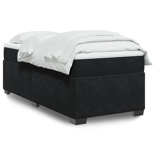 Giroletto a Molle con Materasso Nero 100x200 cm in Velluto
