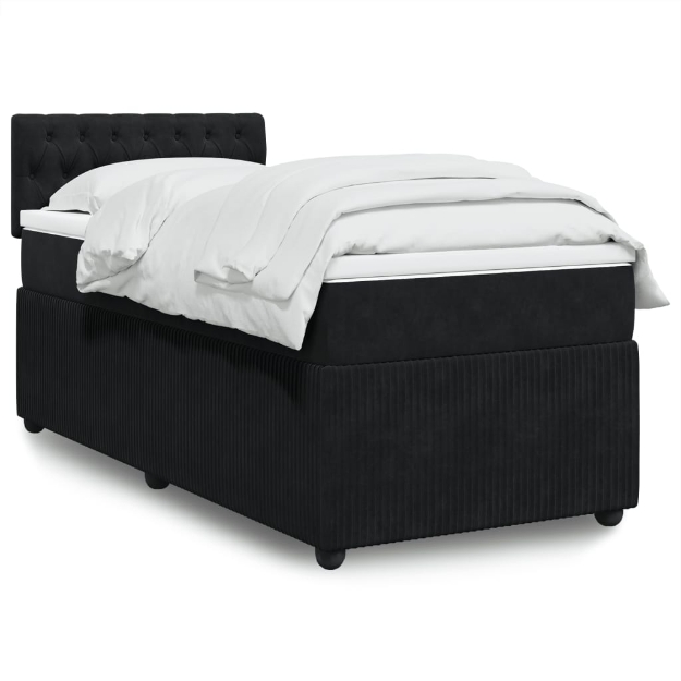 Giroletto a Molle con Materasso Nero 100x200 cm in Velluto