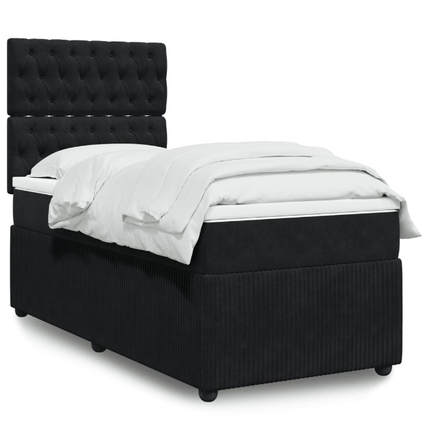 Giroletto a Molle con Materasso Nero 100x200 cm in Velluto