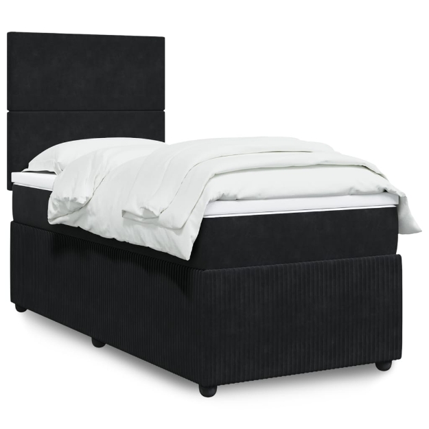 Giroletto a Molle con Materasso Nero 100x200 cm in Velluto