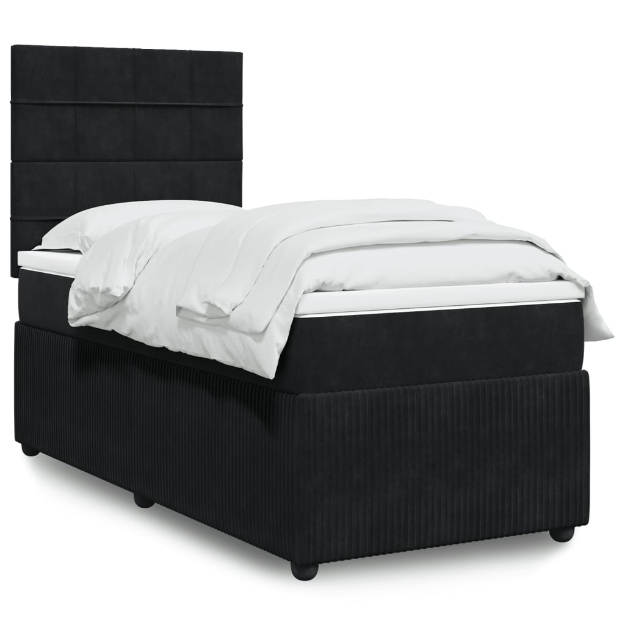 Giroletto a Molle con Materasso Nero 100x200 cm in Velluto