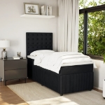 Giroletto a Molle con Materasso Nero 100x200 cm in Velluto