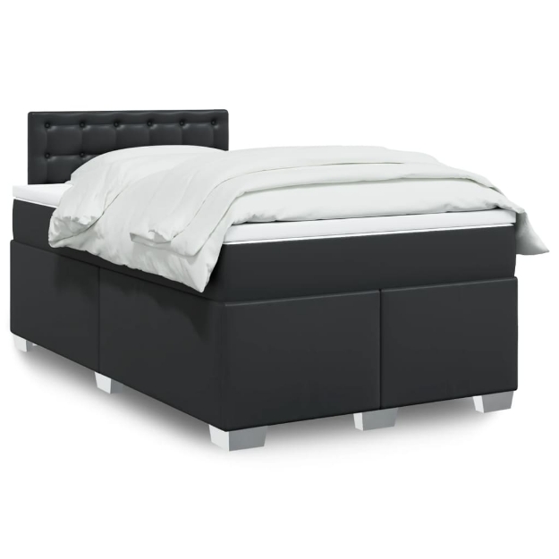 Giroletto a Molle con Materasso Nero 120x190 cm in Similpelle
