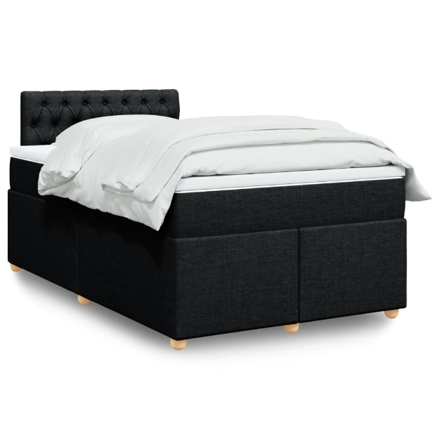 Giroletto a Molle con Materasso Nero 120x190 cm in Tessuto