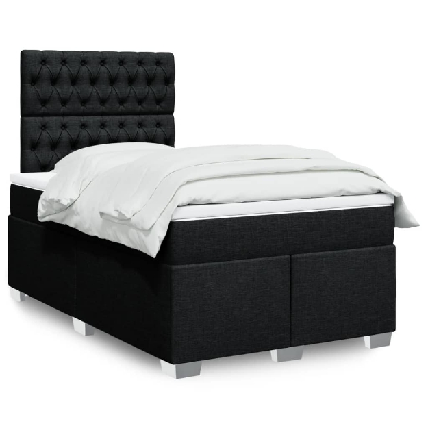 Giroletto a Molle con Materasso Nero 120x190 cm in Tessuto