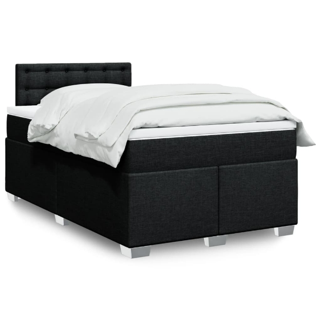 Giroletto a Molle con Materasso Nero 120x190 cm in Tessuto