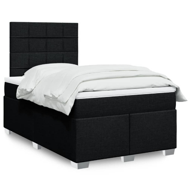 Giroletto a Molle con Materasso Nero 120x190 cm in Tessuto