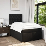 Giroletto a Molle con Materasso Nero 120x190 cm in Tessuto