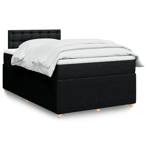 Giroletto a Molle con Materasso Nero 120x190 cm in Tessuto