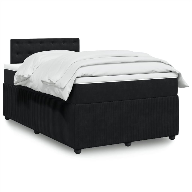 Giroletto a Molle con Materasso Nero 120x190 cm in Velluto