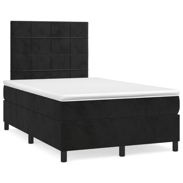 Giroletto a Molle con Materasso Nero 120x190 cm in Velluto