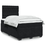 Giroletto a Molle con Materasso Nero 120x190 cm in Velluto