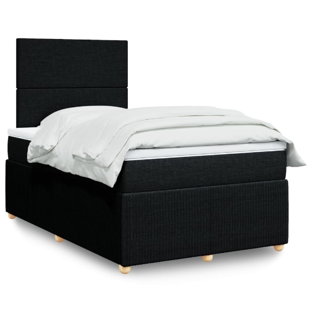 Giroletto a Molle con Materasso Nero 120x200 cm in Tessuto