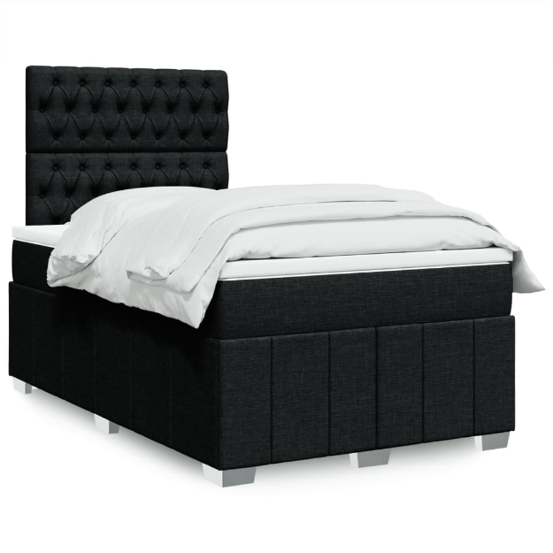 Giroletto a Molle con Materasso Nero 120x200 cm in Tessuto