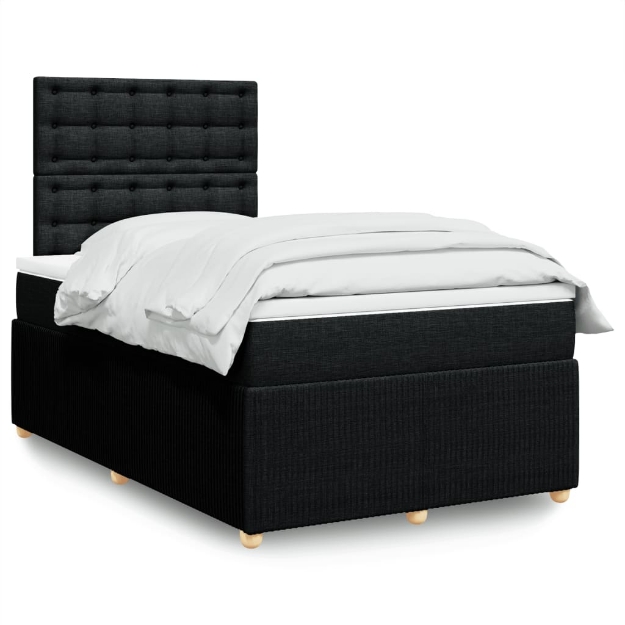 Giroletto a Molle con Materasso Nero 120x200 cm in Tessuto