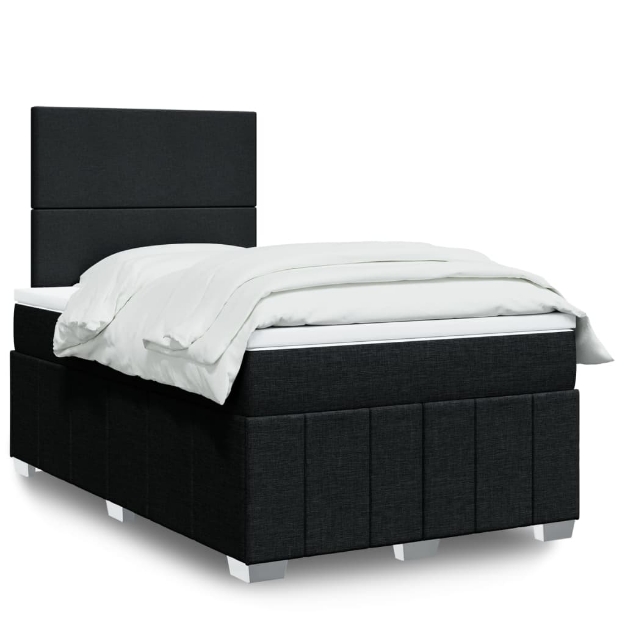 Giroletto a Molle con Materasso Nero 120x200 cm in Tessuto
