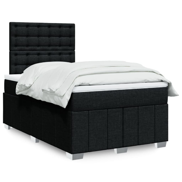 Giroletto a Molle con Materasso Nero 120x200 cm in Tessuto
