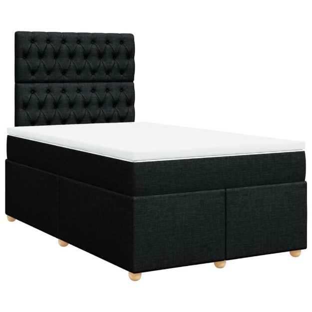 Giroletto a Molle con Materasso Nero 120x200 cm in Tessuto