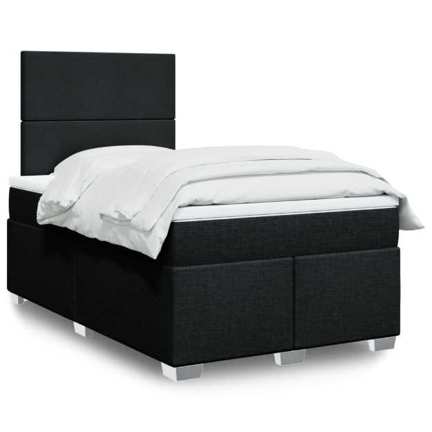 Giroletto a Molle con Materasso Nero 120x200 cm in Tessuto
