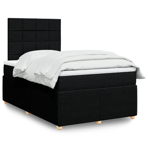Giroletto a Molle con Materasso Nero 120x200 cm in Tessuto