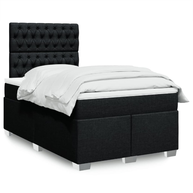 Giroletto a Molle con Materasso Nero 120x200 cm in Tessuto