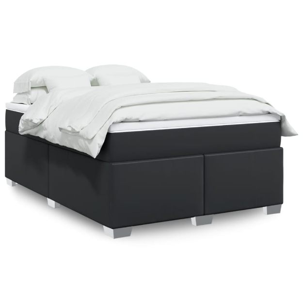 Giroletto a Molle con Materasso Nero 140x190 cm in Similpelle