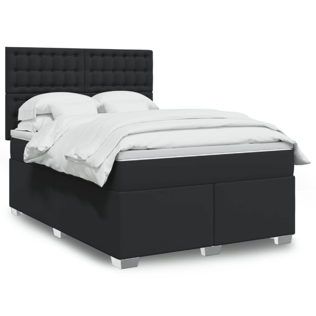 Giroletto a Molle con Materasso Nero 140x190 cm in Similpelle