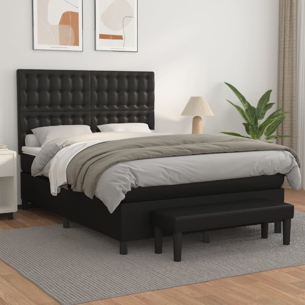 Giroletto a Molle con Materasso Nero 140x190 cm in Similpelle